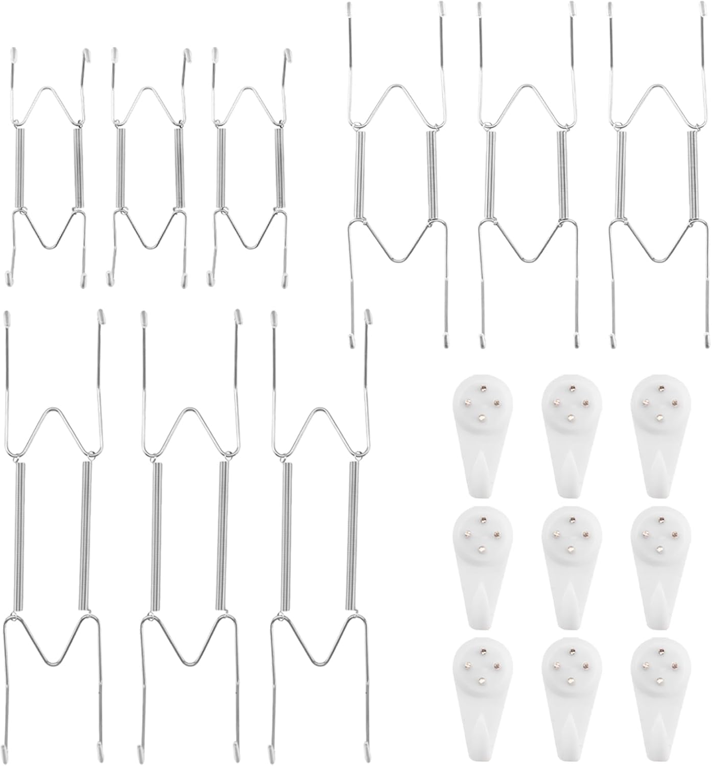 9 Pack 6/8/10 Inch Decorative Plate Medium Plate Hangers for The Wall, Invisible Stainless Steel Wall Hangers for Display with Hooks, for Platter/Dish/Picture(Silver)