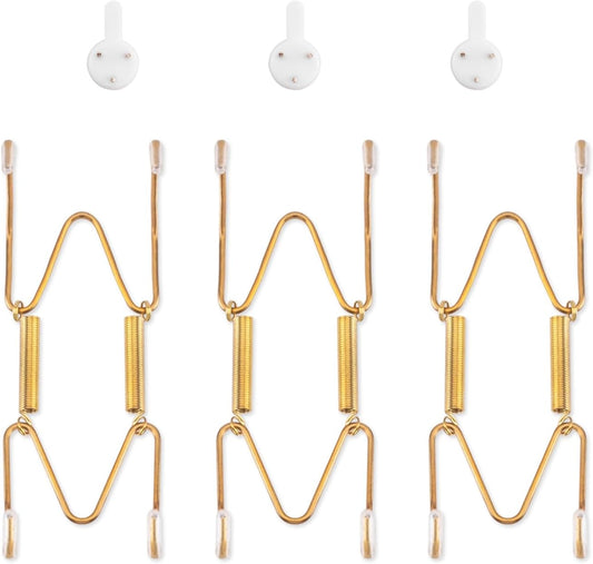 Bilillo 3 Pack Plate Hangers for The Wall, Suitable for 4-5 inch Art Plate, Stainless Steel Invisible Heavy Duty Wire Plate Holder with Wall Hooks, Plate Hangers for Displaying Plates, Platter, Dish