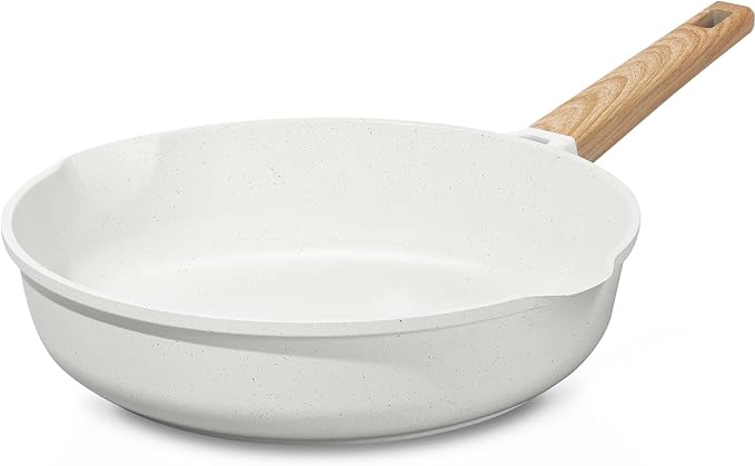 ESLITE LIFE Nonstick Ceramic Frying Pan Skillet, Non-Toxic Egg Omelette Kitchen Cooking Pans Compatible with All Stovetops (Gas, Electric & Induction), PTFE & PFOA Free (White, 9.5")
