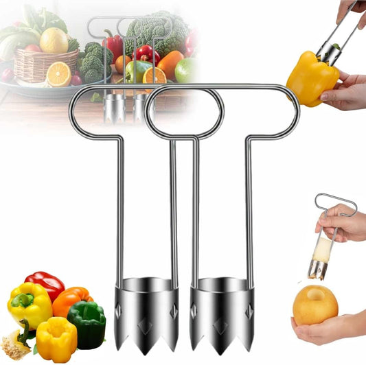Red Bell Pepper Seed Corer, Stainless Steel Fruit & Vegetable Corer Tool, 2-Pack