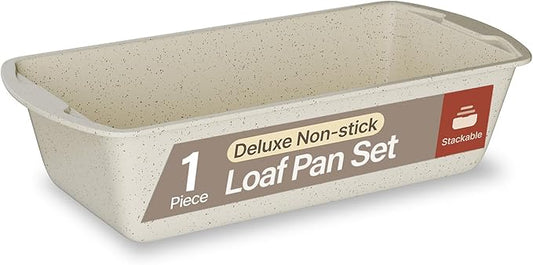 Nonstick Loaf Pan Set Pack of 1, Carbon Steel 11" Large Baking Bread Pan, Oven Safe Up to 450°F, PFOA, PFOS, PTFE Free, Space Saving Stackable Design, Stain Resistant, Dishwasher Friendly,White Marble