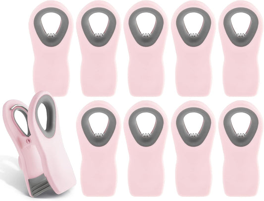 COOK WITH COLOR Bag Clips with Magnet- Food Clips, Chip Clips, Bag Clips for Food Storage with Airtight Seal Grip for Bread Bags, Snack Bags and Food Bags (Pink, Pack of 10)