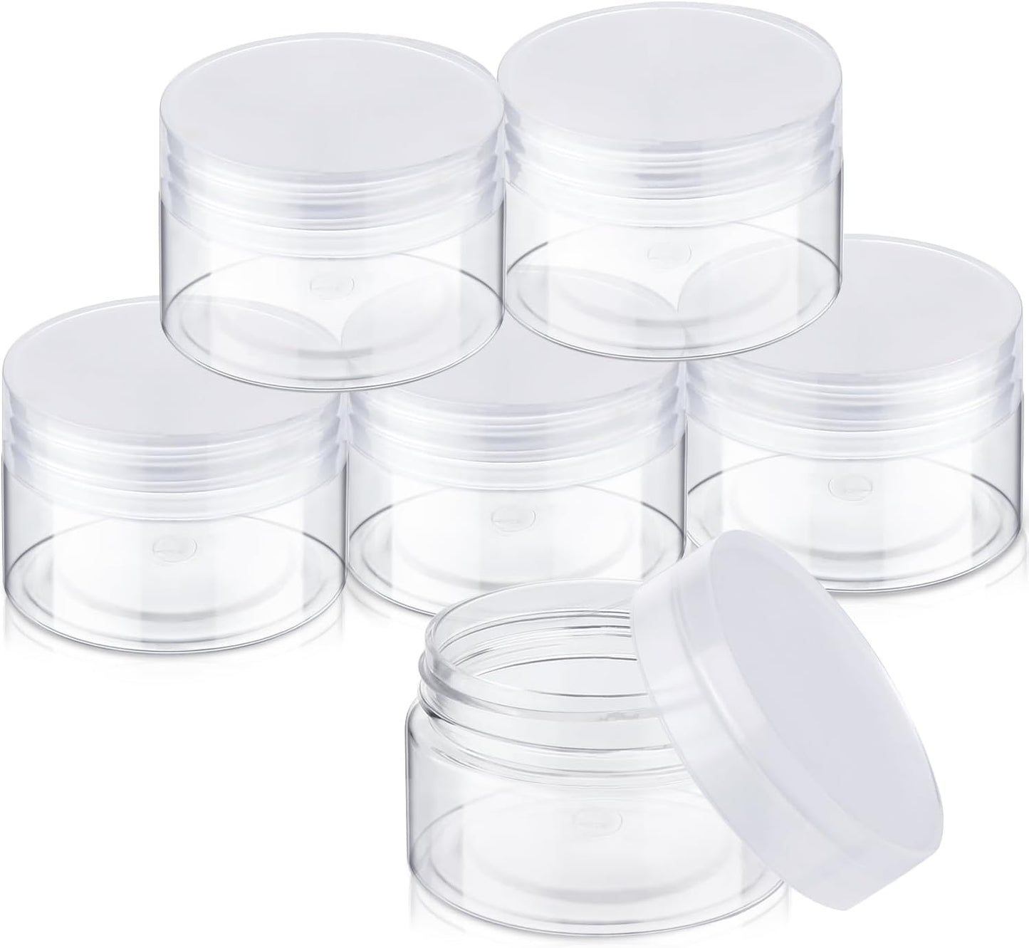 SATINIOR 6 Pack 4 oz Plastic Jars Containers with Lids Wide-mouth Refillable Leakproof Reusable Round Empty Jars for Travel Cosmetic Dry Food Spice Candy Cookie Home Kitchen Organizing (Clear)