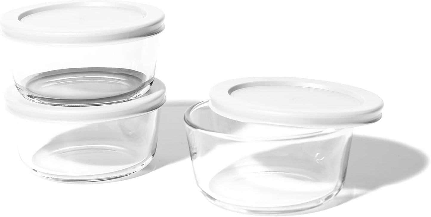 DURA LIVING 6-Piece Glass Food Storage Containers Set (3 Containers + 3 BPA-Free Lids) | 2-Cup, Leakproof | Microwave, Freezer, Oven & Dishwasher Safe | Ideal for Meal Prep & Pantry Organization