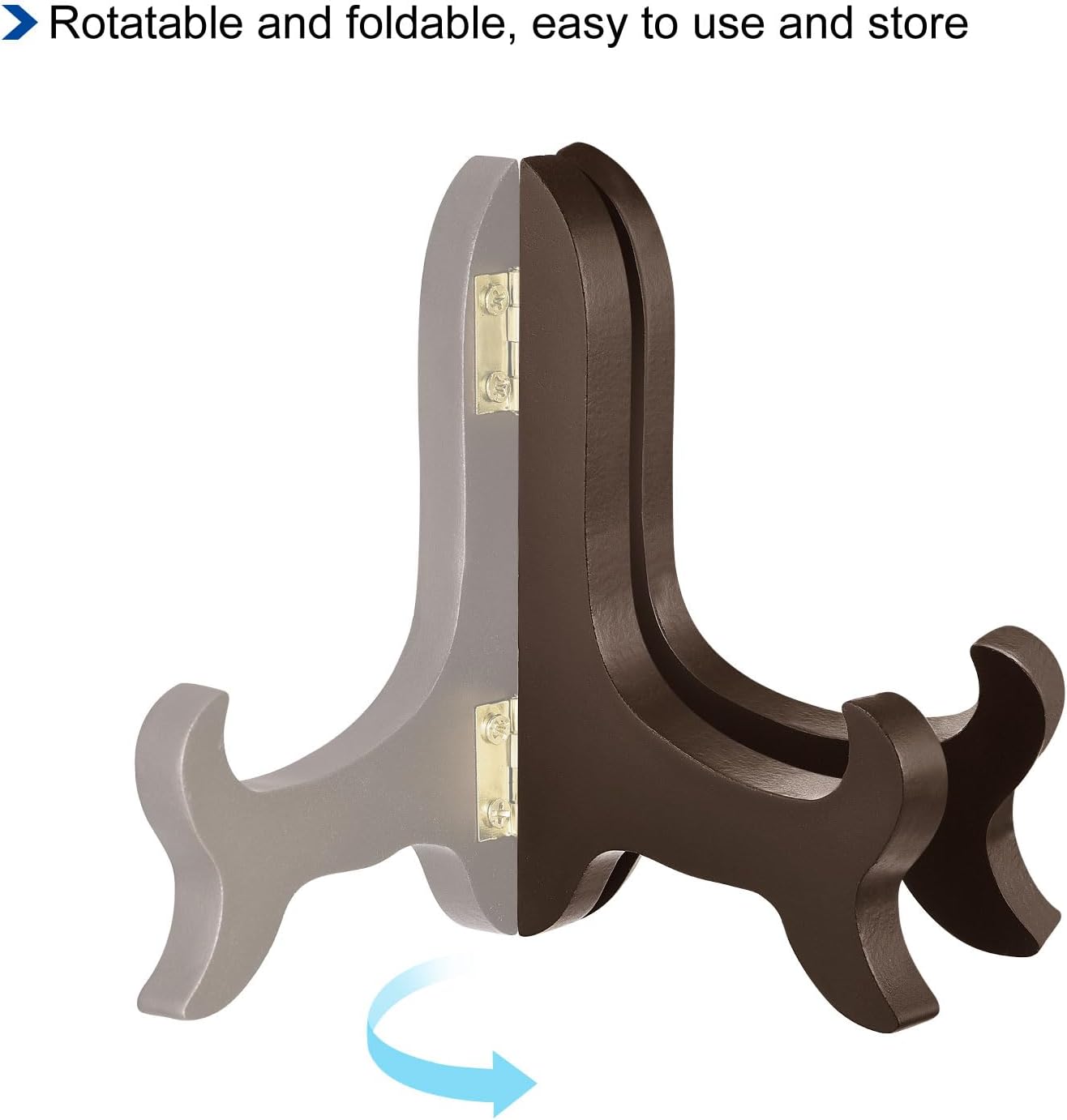 uxcell 4" Easel Plate Holder, Wooden Folding Display Stand Brown for Decorative Picture Frame