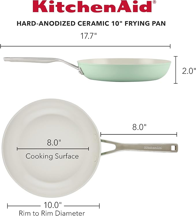 KitchenAid Hard Anodized Ceramic Nonstick Frying Pan/Skillet, 10 Inch - Pistachio
