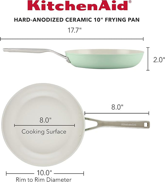 KitchenAid Hard Anodized Ceramic Nonstick Frying Pan/Skillet, 10 Inch - Pistachio