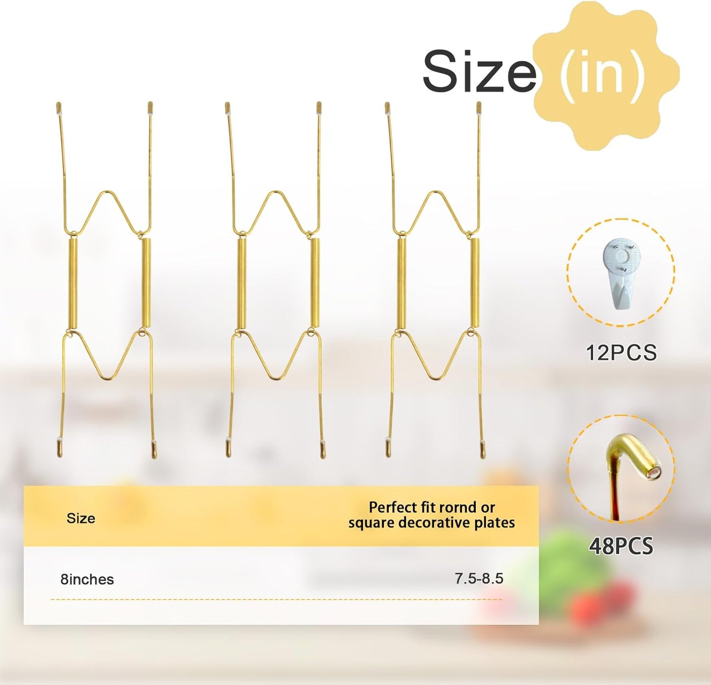 8 Inch Plate Hangers for The Wall Plate Hangers 12Pack Plate Wall Hangers for Display Invisible Decorative Plate Hooks for Hanging Stainless Steel