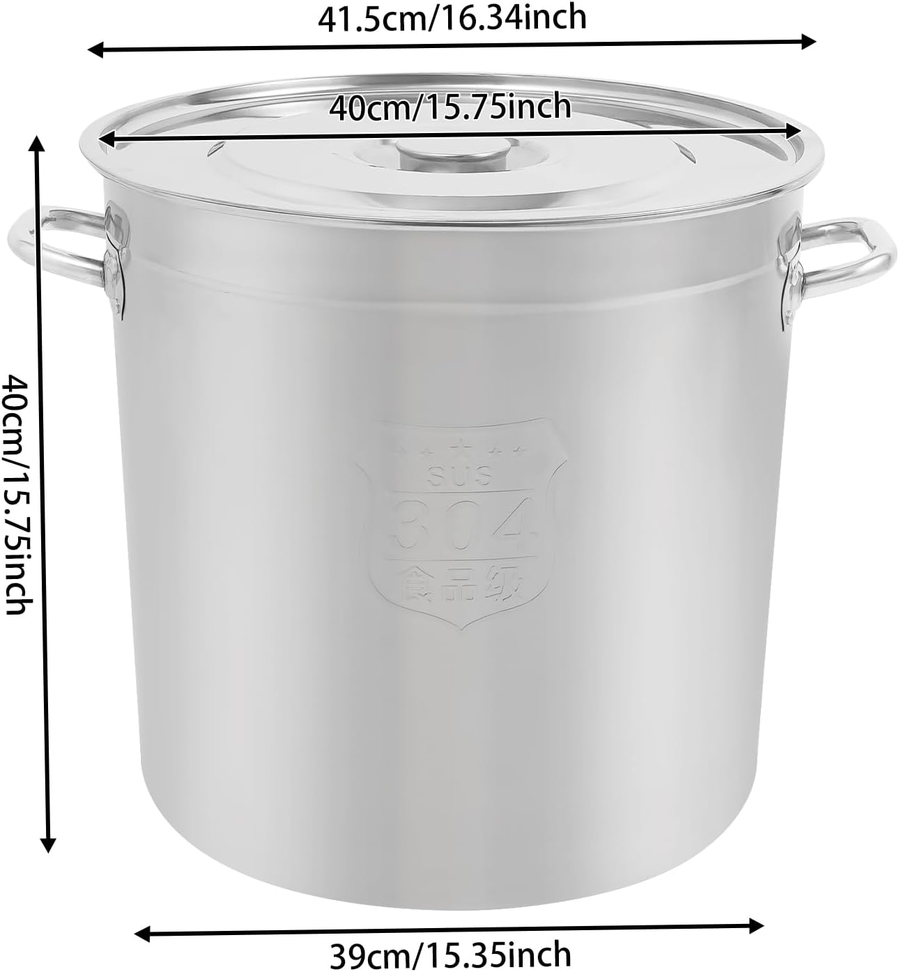 Stock Pot with Lid, 304 Stainless Steel Big Pots for Cooking, 50 Quart Stockpots with Hanging Lid and Handle, Anti-Corrosion, Anti-Rust, Used for Induction Stoves, Gas Stoves, Electric Stoves