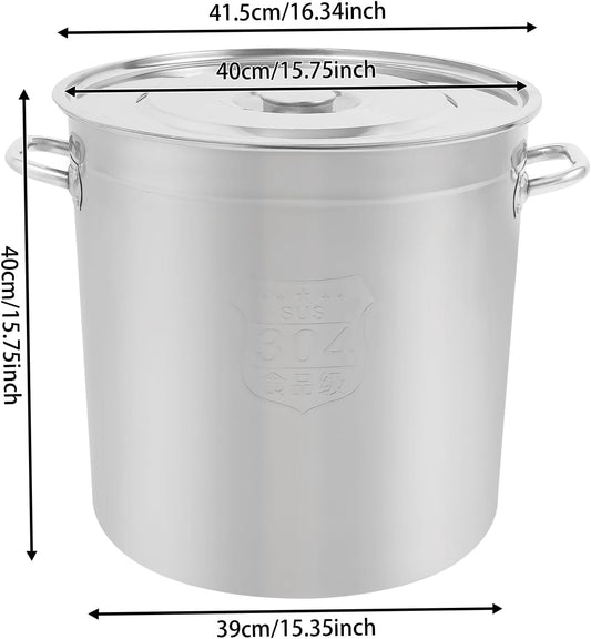 Stock Pot with Lid, 304 Stainless Steel Big Pots for Cooking, 50 Quart Stockpots with Hanging Lid and Handle, Anti-Corrosion, Anti-Rust, Used for Induction Stoves, Gas Stoves, Electric Stoves
