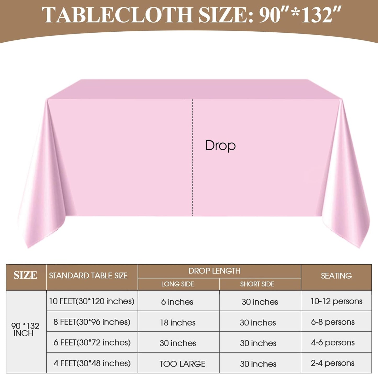 Rectangle Tablecloths 90x132 Inch 6 Pack Pink Tablecloth Washable Decorative Linen Polyester Table Cloths for Dining Table Banquets Buffet Parties and Wedding