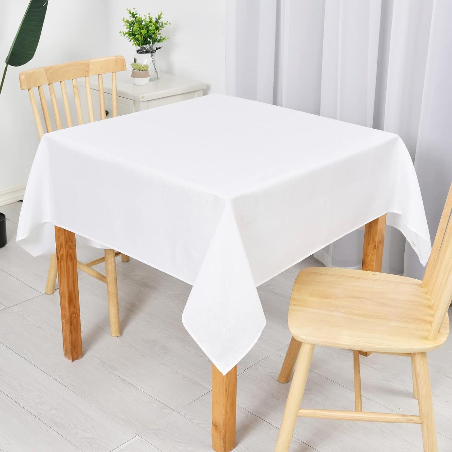Hiasan Faux Linen Rectangle Tablecloth - Wrinkle and Stain Resistant Washable Table Cloth for Kitchen Dining Room Holiday Table Cover for Party Dinner, White, 70 x 108 Inch