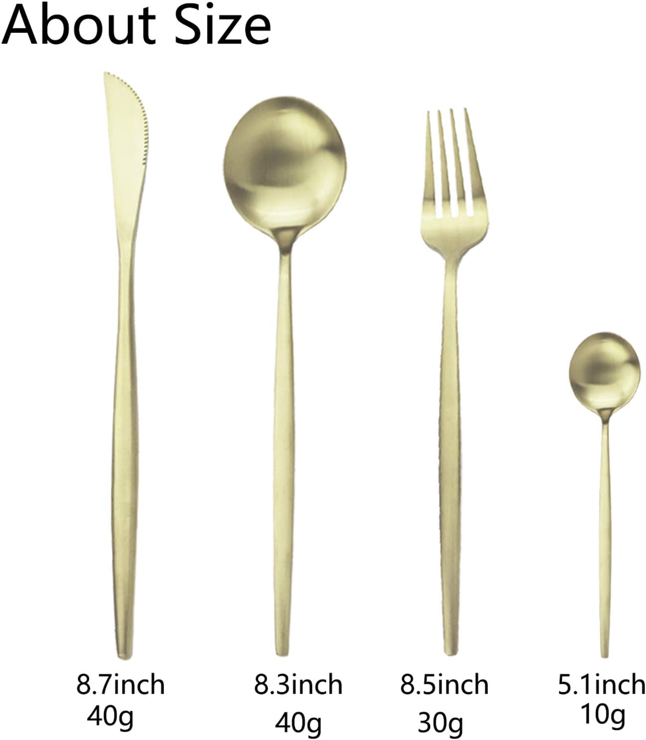 JASHII Silverware Set, 24-Piece Stainless Steel Flatware Set,Kitchen Utensil Set Service for 6,Tableware Cutlery Set for Home, Dishwasher Safe (Matte Champagne gold)