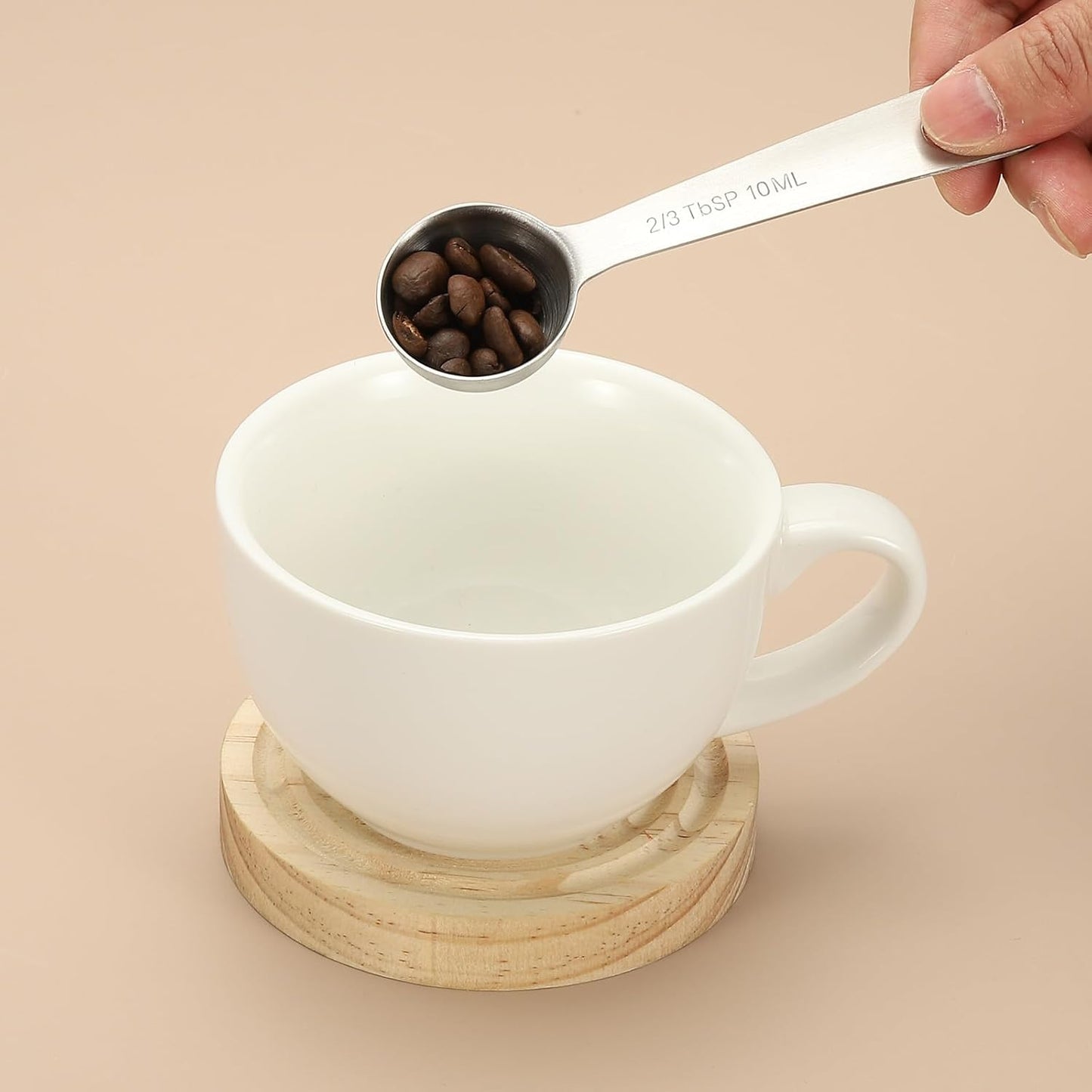 PATIKIL 1pcs 10ml Tablespoon Measuring Spoon, 2/3 Tbsp Measuring Spoon Stainless Steel Individual Measure Scooper Only for Ground Coffee Loose Tea Powder