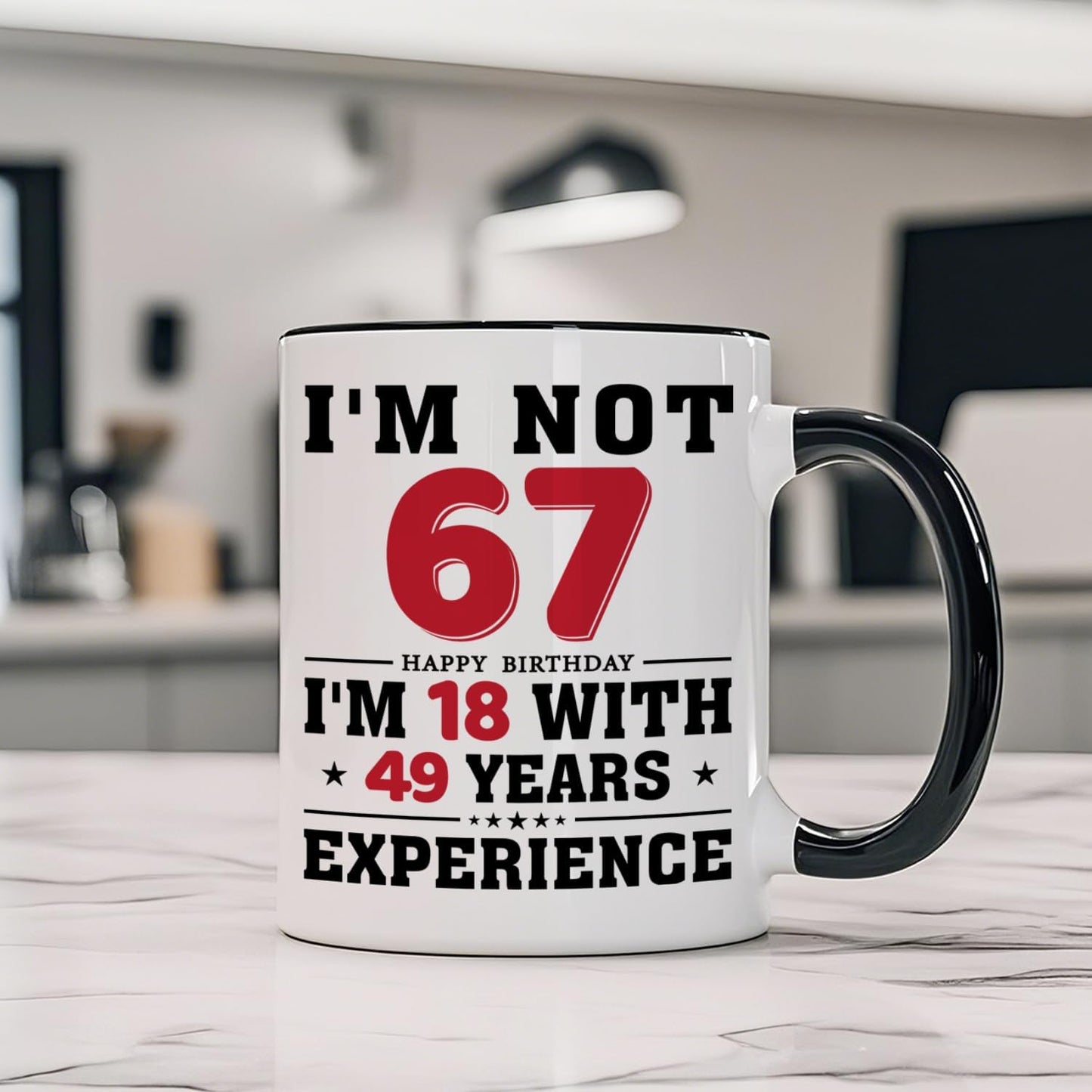 67th Birthday Coffee Mug, 67 year old Birthday Gift Ideas for Men Women Her Him, Red Black 11oz