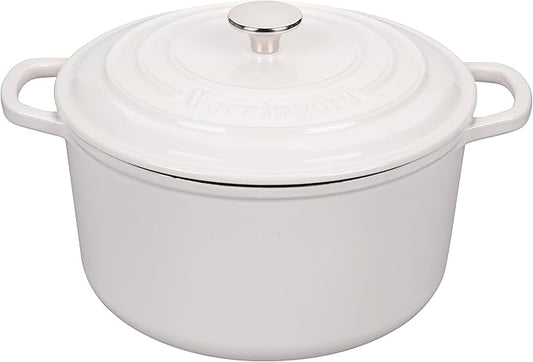 Enameled Cast Iron Dutch Oven Pot with Lid, for Sourdough Bread Baking, Round Dutch Ovens, 6 Quart, White