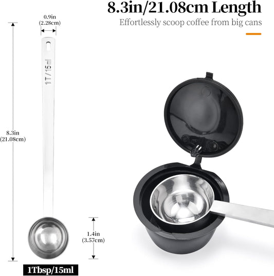 Long Handle Coffee Scoop: 8.3 Inch 18/8 Stainless Steel 1 Tablespoon Metal Measuring Spoon Tbsp Scoop for Coffee Beans, Grounds Coffee, Coffee Powder, Tea, Tall Jars (1Tbsp/15ml)