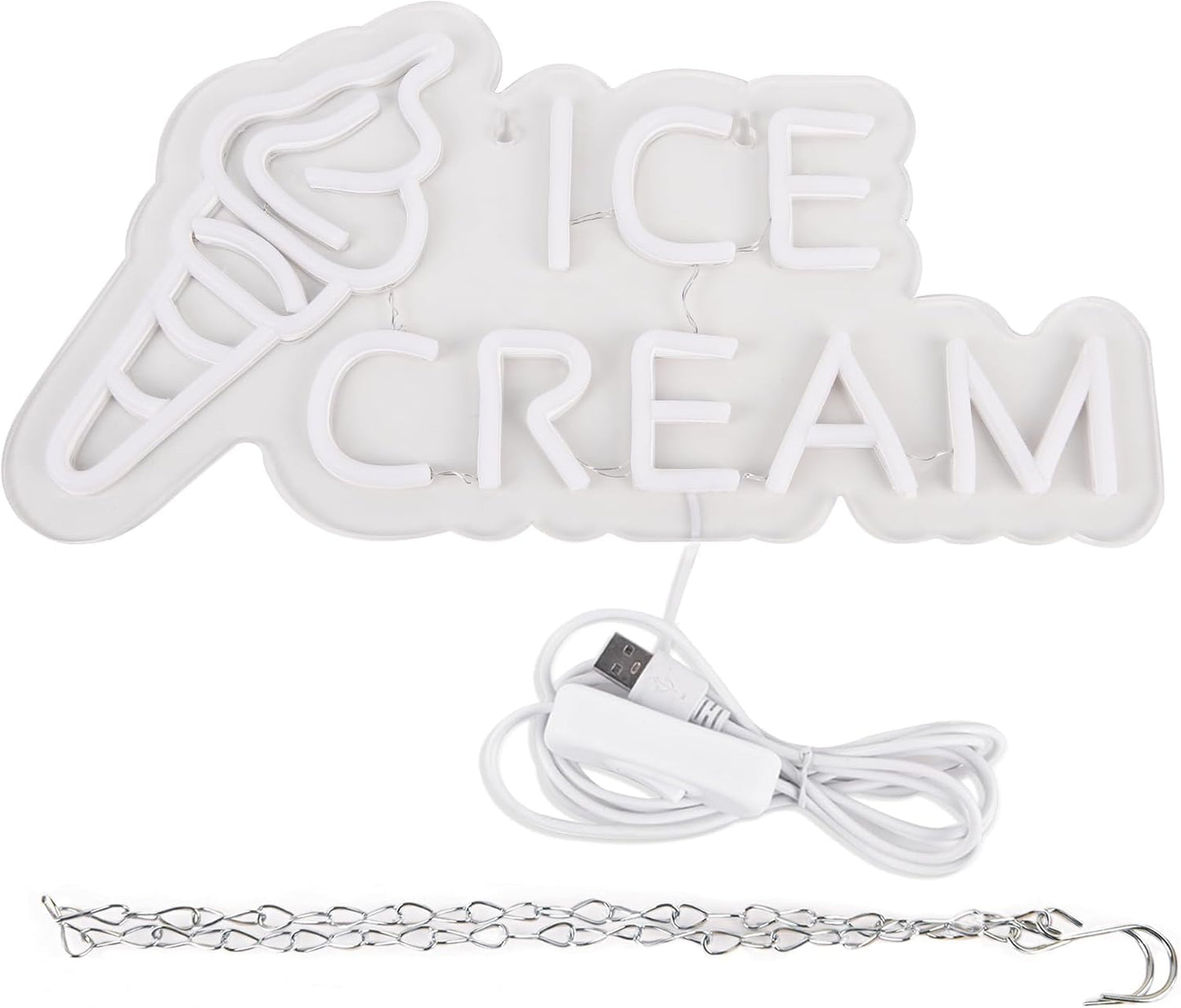 Ice Cream Neon Sign for Wall Decor,Ice Cream Neon Sign for Shop decor,Business Dessert LED light for Bar,Party,Bedroom Decoration,Birthday Christmas Decor,Size16.1 * 8.3 inch(JTLD022)