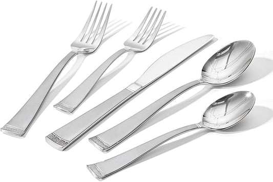 HIKAA 40PCS Matte Handle Silverware Set for 8, Stainless Steel Flatware Set, Modern Design Cutlery Set for Home/Hotel/Wedding, Dishwasher Safe