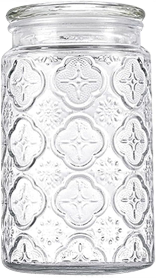 32oz Vintage Glass Jar With Lid, Glass Storage Containers, Airtight Kitchen Storage Containers For Sugar, Coffee, Tea, Spice, Flour, Candy Cookie, Pasta, Cereal, Cute Decorative Jars