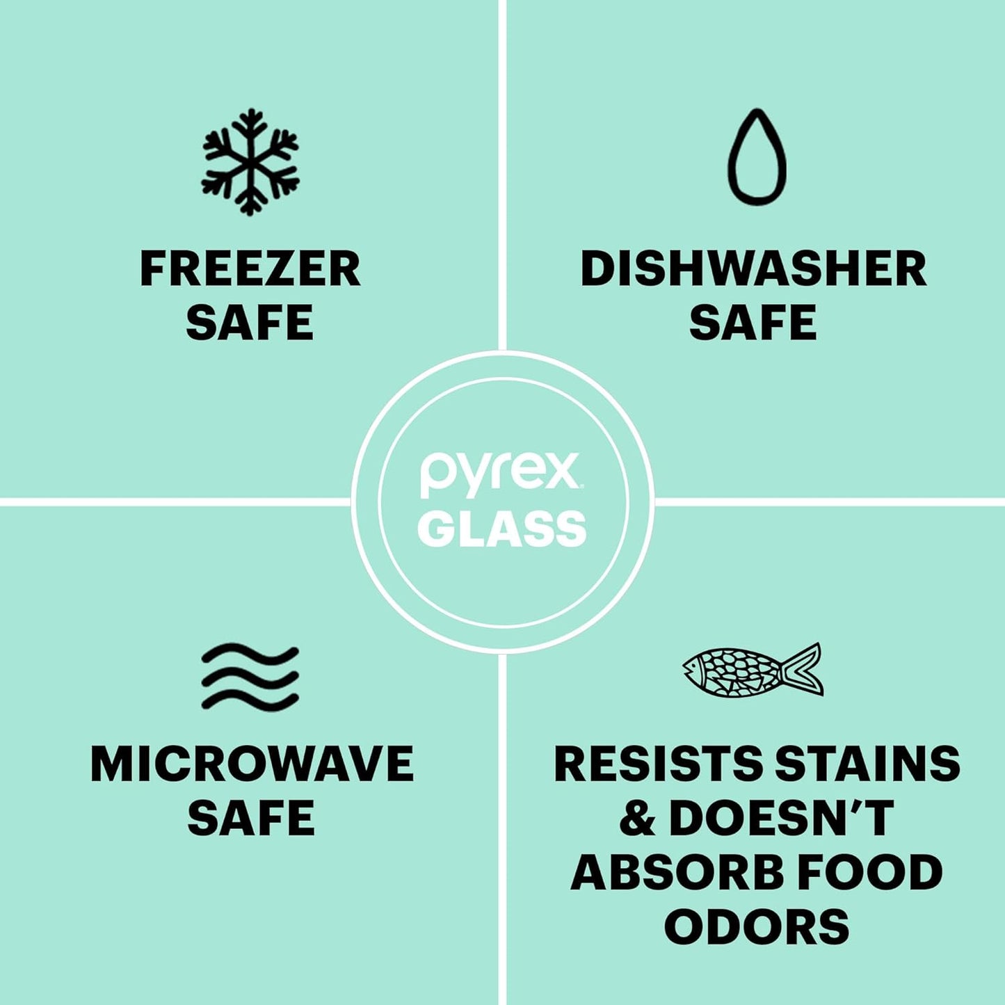 Pyrex Freshlock (4-Pack) Mixed Sized Glass Food Storage Containers Set, Airtight & Leakproof Locking Lids BPA-Free, Meal Prep Containers Set, Freezer Dishwasher Microwave Safe