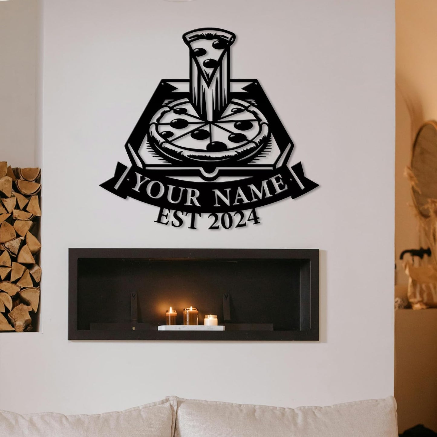 magilab Personalized Pizza Metal Sign, Custom Kitchen Wall Decor for Home & Outdoor, Food Lover Gift (Style B)