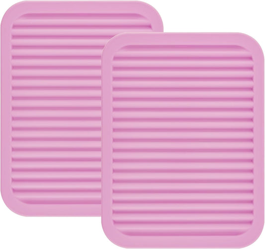 Silicone Trivets for Hot Pots and Pans, Hot Pads for Kitchen Counter, Multi-Purpose & Versatile Trivet Mat, 9x12 Inch Heat Resistant Pot Holders Mats for Table Tops Pink