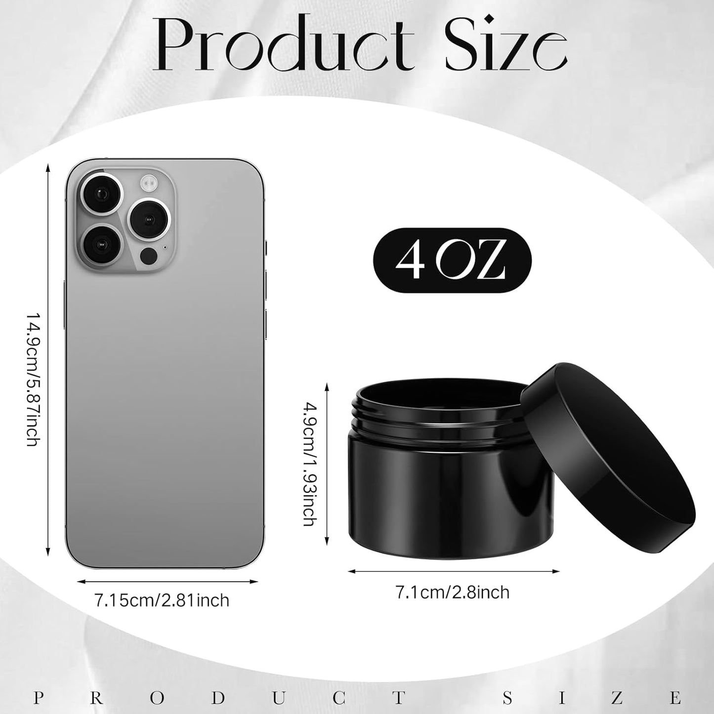 SATINIOR 6 Pack 4 oz Plastic Jars Containers with Lids Wide-mouth Refillable Leakproof Reusable Round Empty Jars for Travel Cosmetic Dry Food Spice Cookie Candy Home Kitchen Organizing(Opaque Black)