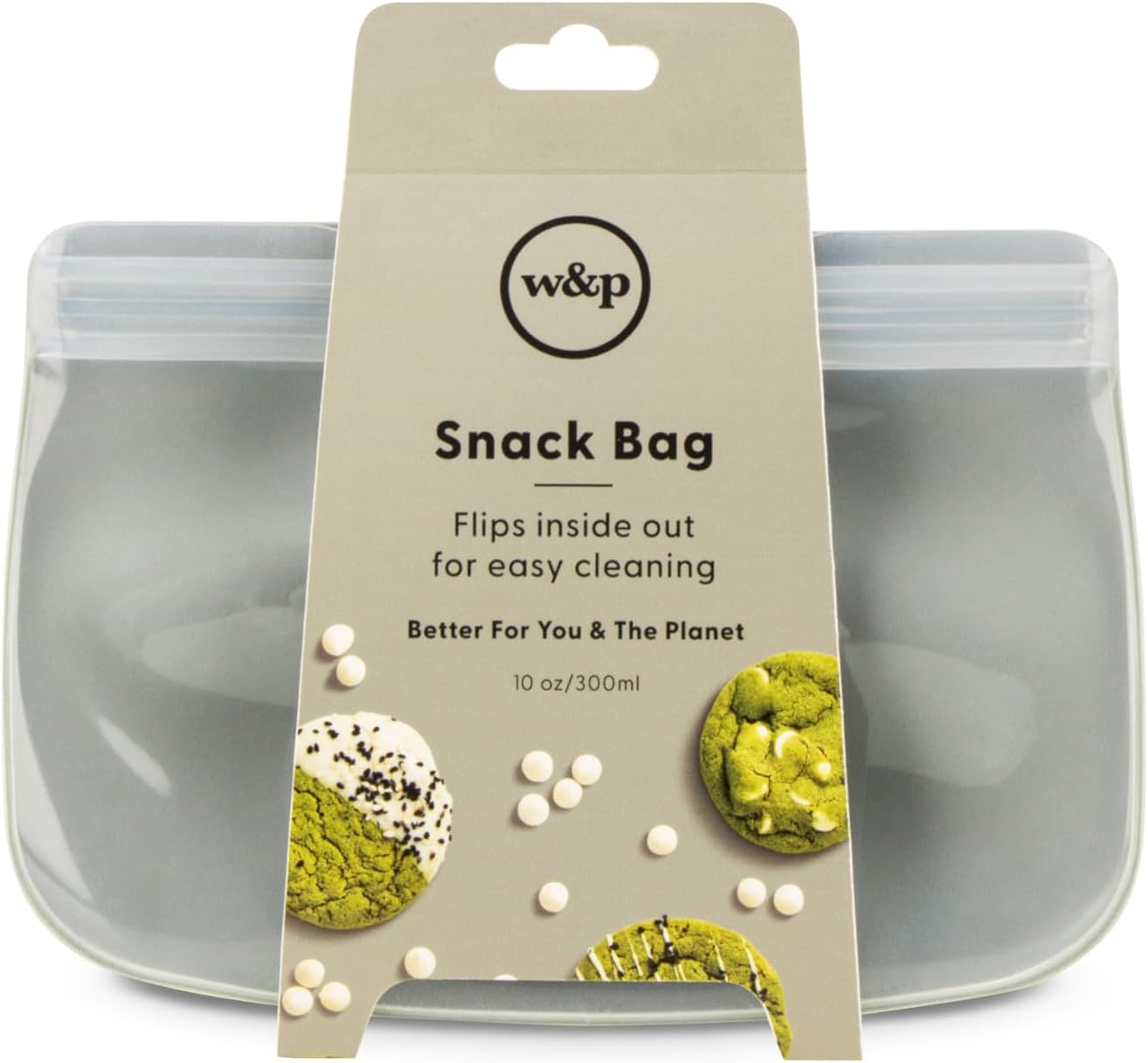 W&P Porter Silicone Reusable Storage Bag, Sandwich (10oz Flat), Sage, Food Storage Container, Microwave and Dishwasher Safe, Easy Cleaning