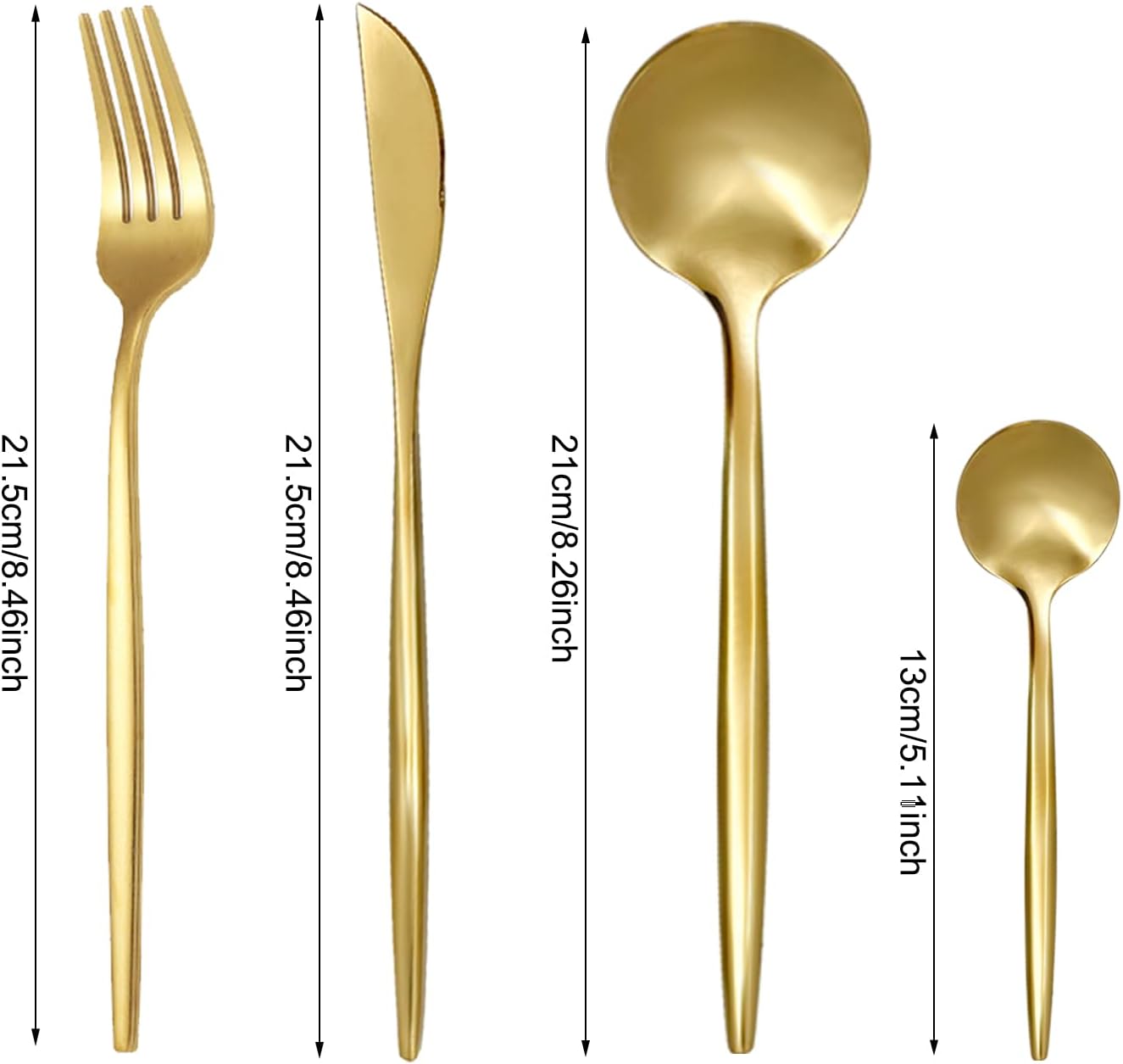 24-Piece Golden Flatware Set, Gold Silverware Set for 6, 18/0 Stainless Steel Knife Fork Spoon Teaspoon Silverware Set (Golden)
