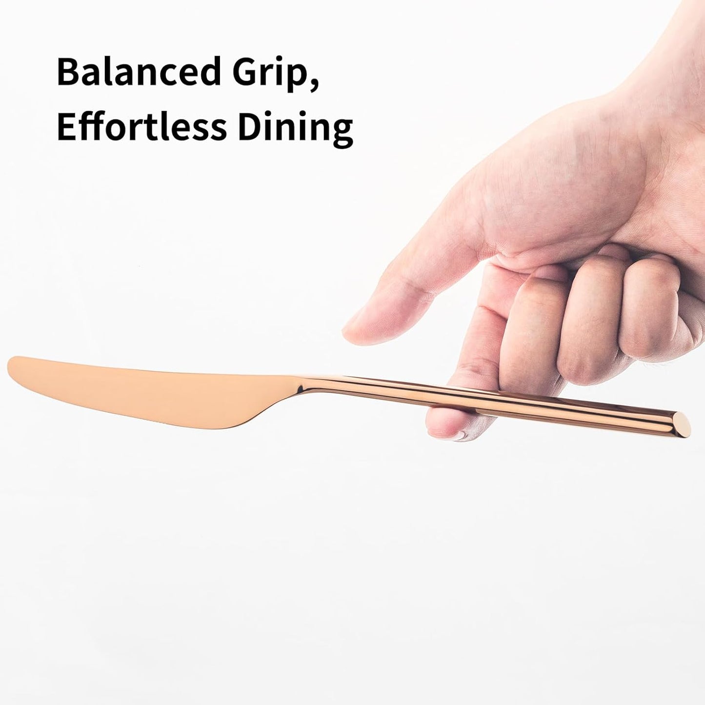 Alata Bailey Rose Gold 20-Piece Forged Stainless Steel Flatware Set Cutlery Set, Service for 4, Silver Finish, Dishwasher Safe