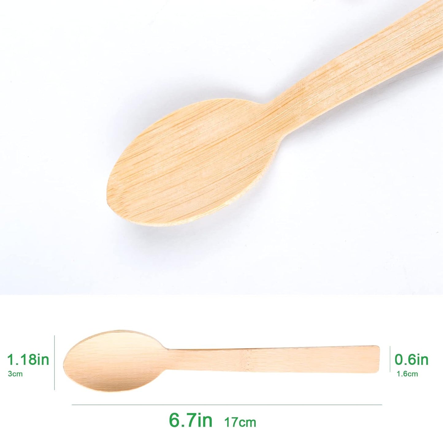 100% Bamboo Utensils -100 PK 6.7" Bamboo Spoons Disposable Cutlery Set Compostable Biodegradable Eco Friendly Renewable Flatware Spoon