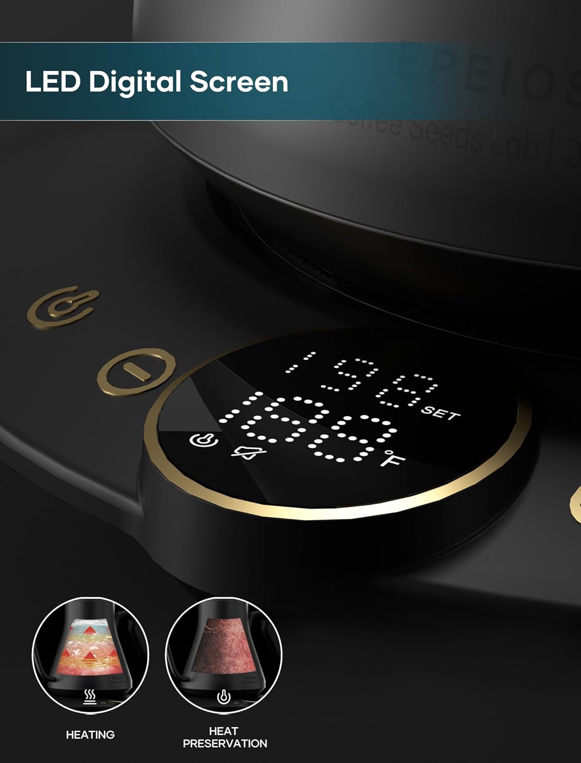 Gooseneck Electric Kettle with ±1℉ Temperature Control for Pour Over Coffee & Tea, Quick Heating, BPA-Free Stainless Steel, Built-in Brew Timer, 1500W/0.9L (Onyx Black)