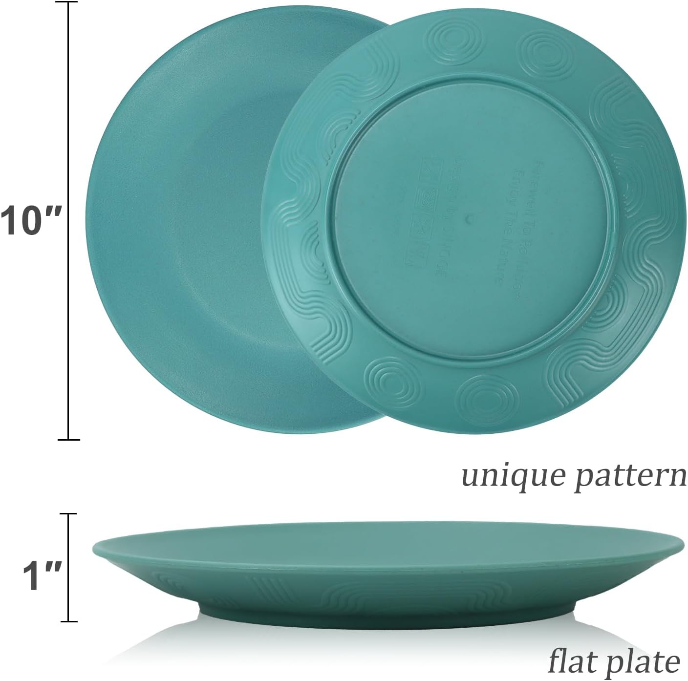 Wrova Wheat Straw Dinner Plates 10 Inch Unbreakable Set of 8 - Dishwasher & Microwave Safe Plastic Plates Reusable - Lightweight Plates for kitchen,camping,salad,appetizer - Colorful