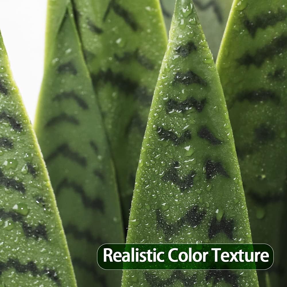 35" Lifelike Faux Snake Plant, Realistic Artificial Plants with 28 Thick PEVA Leaves, Indoor/Outdoor UV-Proof Greenery Decor, Patio, Office & Home Decor, Includes Black Pot & Preserved Moss