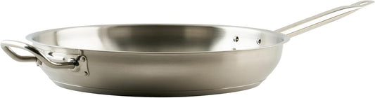 Winco Commercial-Grade Stainless Steel Fry Pan with Helper Handle, Natural Finish, 14"