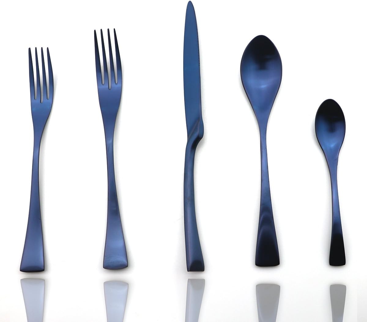 JASHII Luxury 20 Pieces 18/10 Stainless Steel Silversmiths Flatware Blue Matte Replace Black Silverware Set DISHWASHER SAFE Utensils, Dinner Knife Fork Fork w/DESSERT COFFEE Spoon