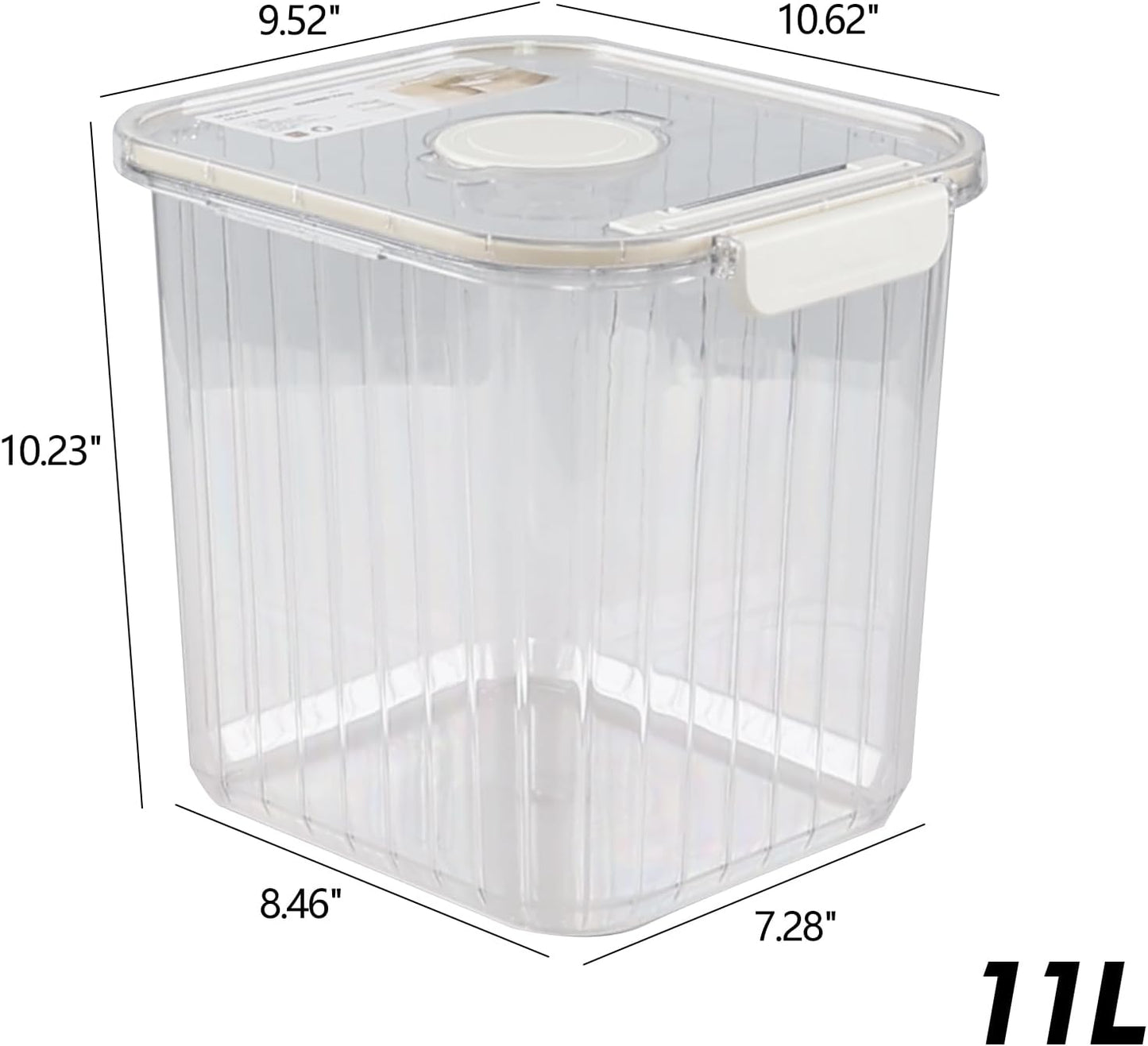 Plastic Clear Food Cereal Containers, 22Lbs Rice Cereal Container with Spoon for Kitchen Pantry Organization and Storage