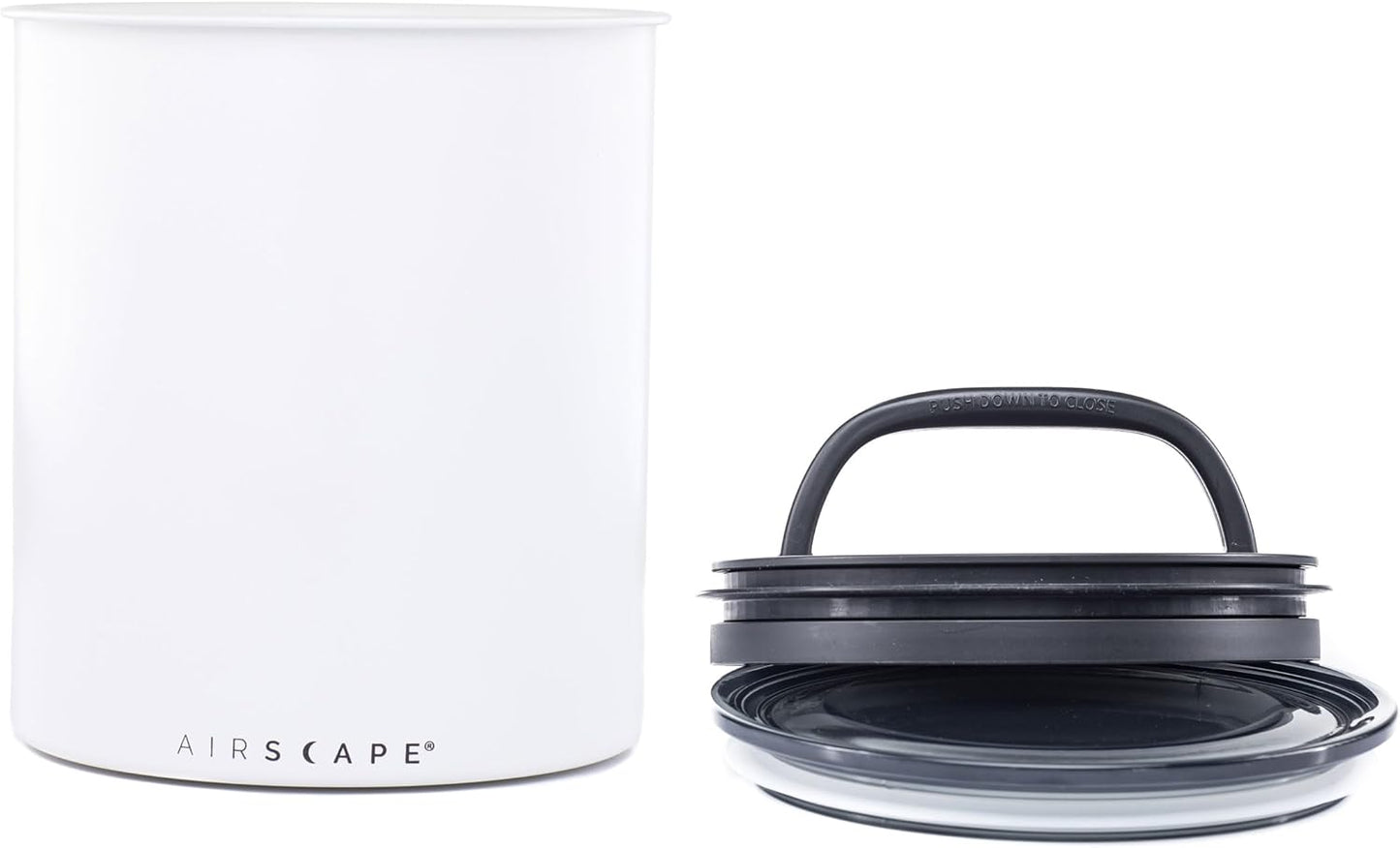 AirScape Planetary Design Kilo Coffee Storage Canister - US Patented Inner Plunger Lid Removes Excess Oxygen - DON'T buy airtight, BUY AIR-LESS - Holds 2.2 lbs Coffee Beans - (Matte White)