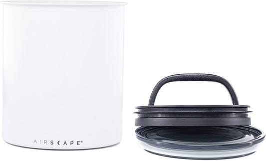 AirScape Planetary Design Kilo Coffee Storage Canister - US Patented Inner Plunger Lid Removes Excess Oxygen - DON'T buy airtight, BUY AIR-LESS - Holds 2.2 lbs Coffee Beans - (Matte White)