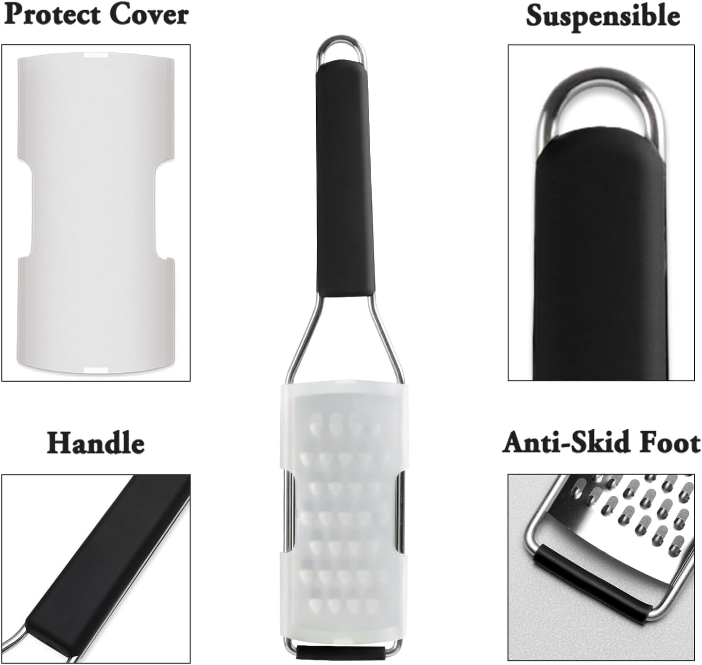 Cambom Cheese Grater Vegetable Shredder & Citrus Zester Lemon Zester for Parmesan Cheese, Vegetables, Zucchini, Nutmeg, Chocolate, Lemons, Hand Held Shredder Graters Stainless Steel Extra Coarse Blade