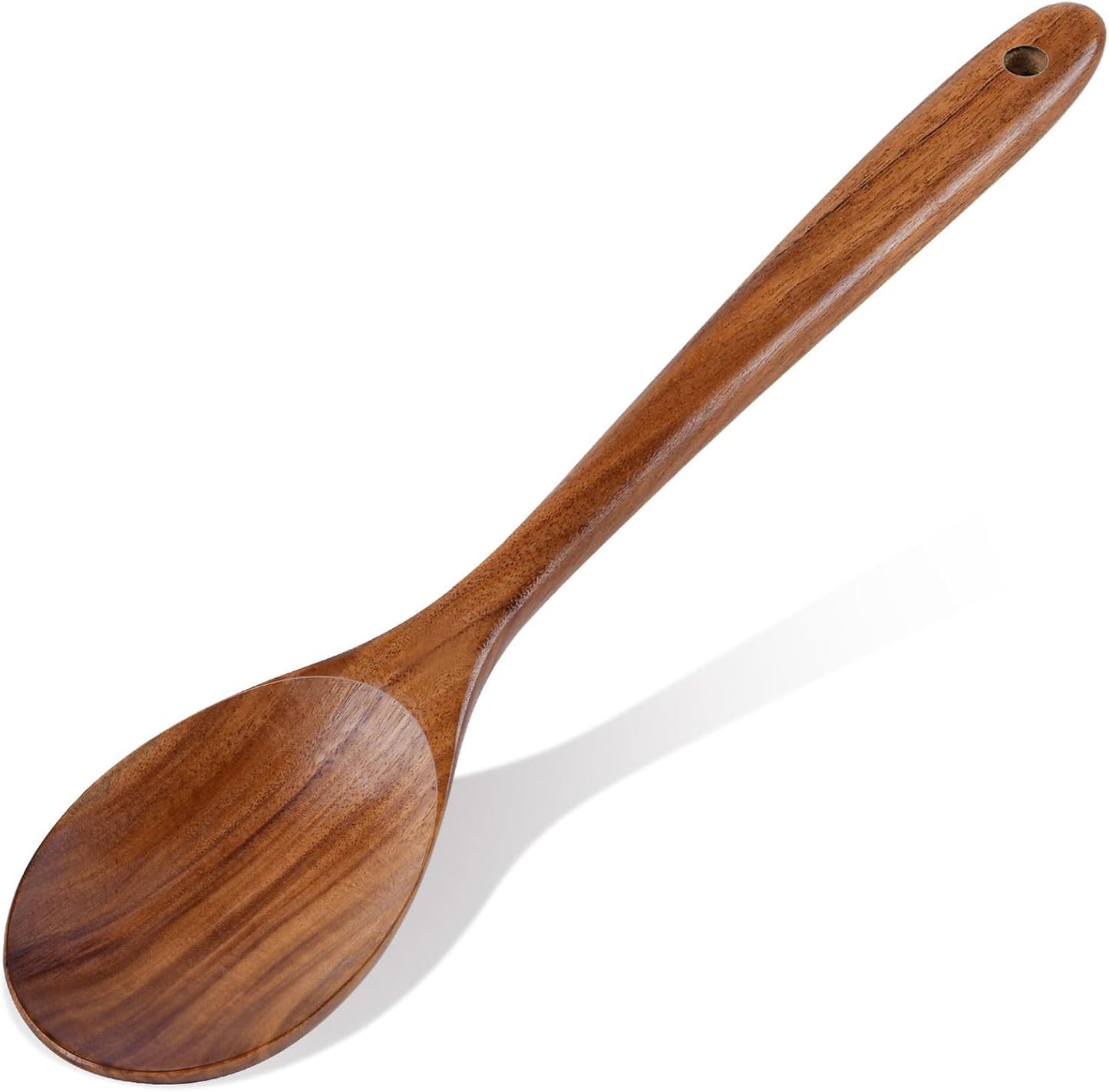 Wooden Spoons for Cooking, Natural Premium Teak Wooden Spoons, Good Grip Large Cooking Spoons and Wooden Spatula, Heat Resistant Wooden Cooking Utensils for Nonstick Cookware Serving, Perfect Gifts