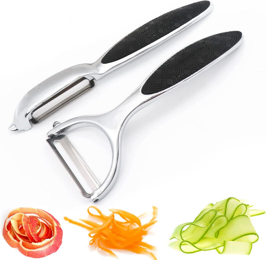 Vegetable Peeler for Kitchen, NewGF Fruit Potato Carrot Apple Peeler, Good Grip and Durable Y and I Shaped Stainless Steel Peelers, with Ergonomic Non-Slip Handle & Sharp Blade (2PCS)