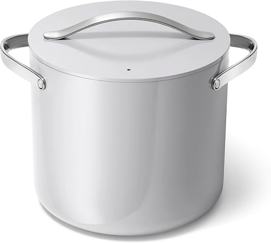 Caraway Stock Pot - 12 Qt Ceramic Coated Pot With Lid - Fee From Forever Chemicals - Large Pot for Bigger Batches - Gray