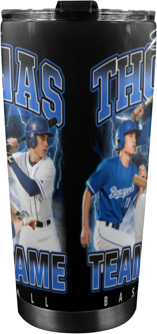 YESCUSTOM Personalized Tumbler With Photos For Baseball Lover Boyfriend Stainless Steel Travel Mug Insulated