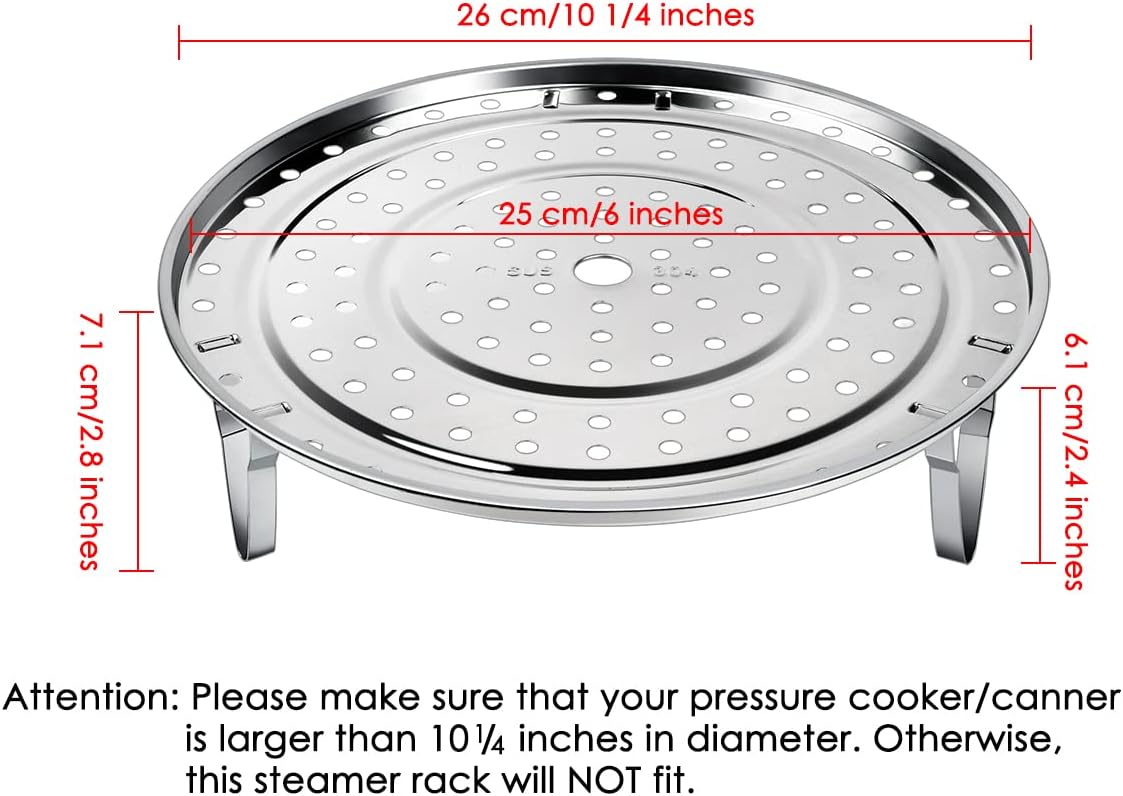 DS. DISTINCTIVE STYLE Steamer Rack 304 Stainless Steel Steaming Rack Steam Tray with Removable Legs for Steamer Cookware Instant Pressure Cooker Multi-functional Steamer Basket (Silver - 26cm)