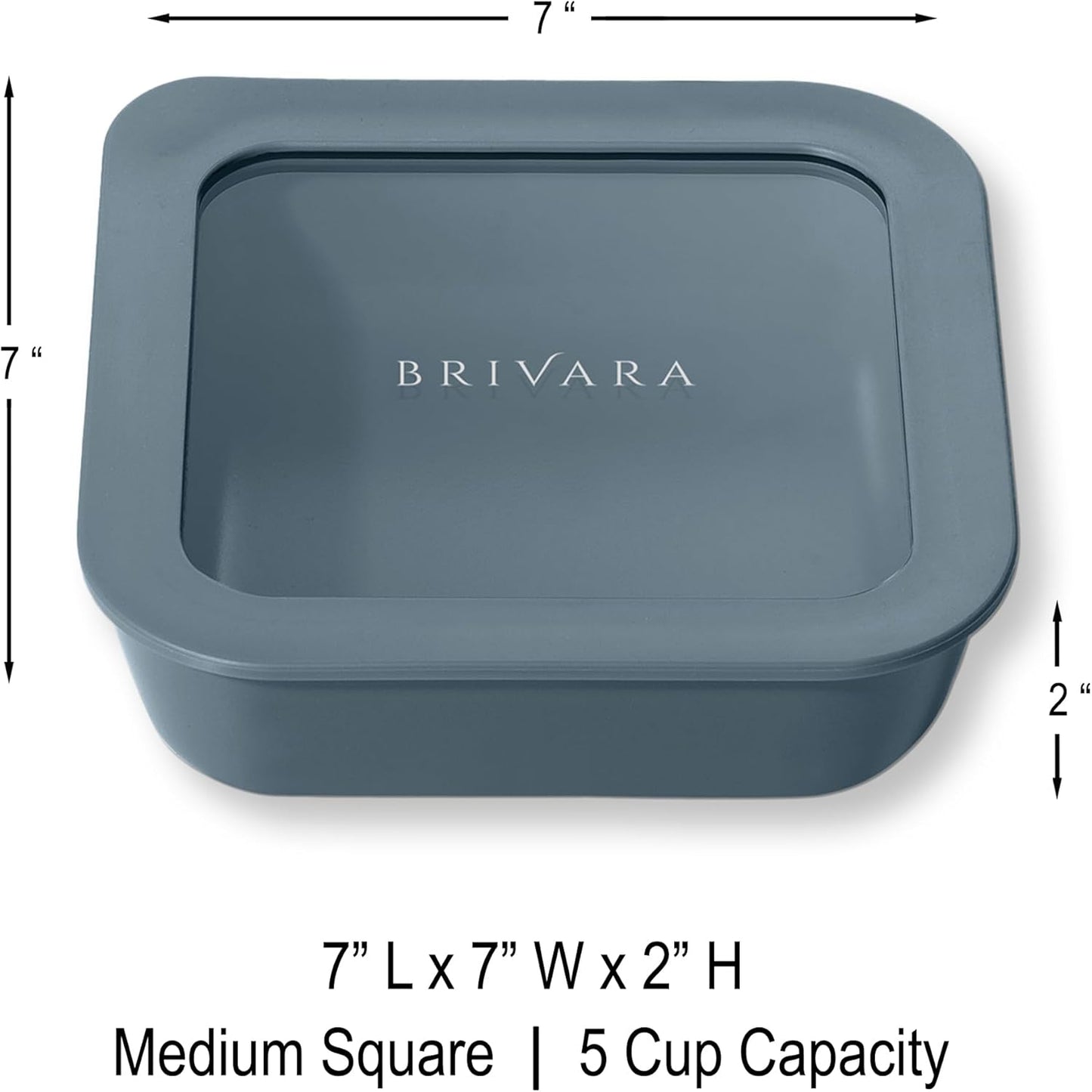 Ceramic Coated Glass Food Storage Container | No PTFE, PFOA, PFAS, and BPA | Reusable Non Toxic Meal Prep Container with Glass Lid | Easy To Store | 5 Cup Square [Dusk]