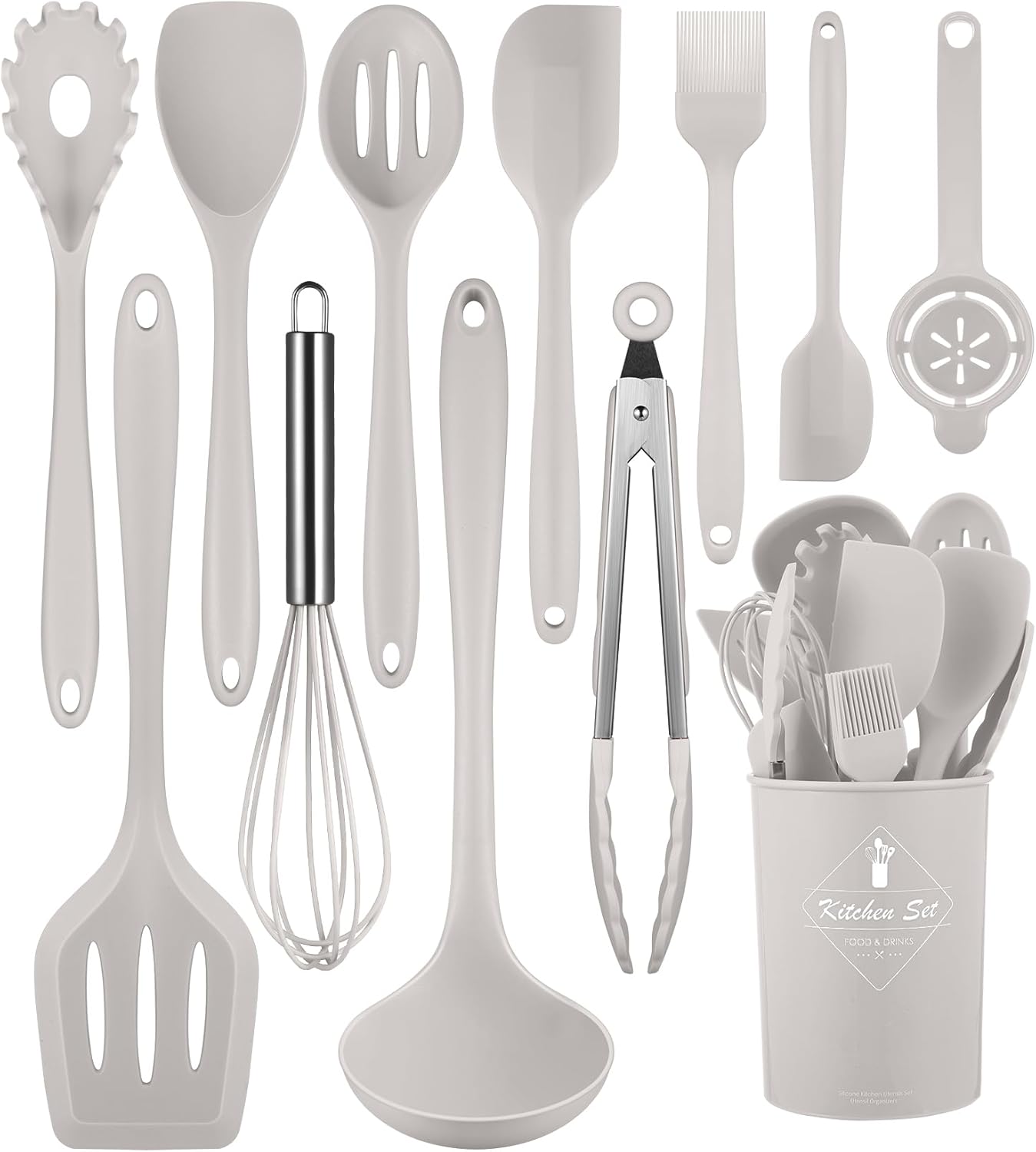 Kitchen Utensils Set-12 Pieces Silicone Cooking Utensils Set (Dishwasher Safe) 392°F Heat Resistant Spatula Set, Nonstick Cookware