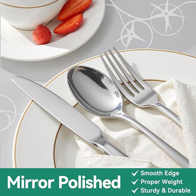 49-Piece Stainless Steel Silverware Set with Cutlery Organizer, Service for 8 with Steak Knives and Kitchen Utensils