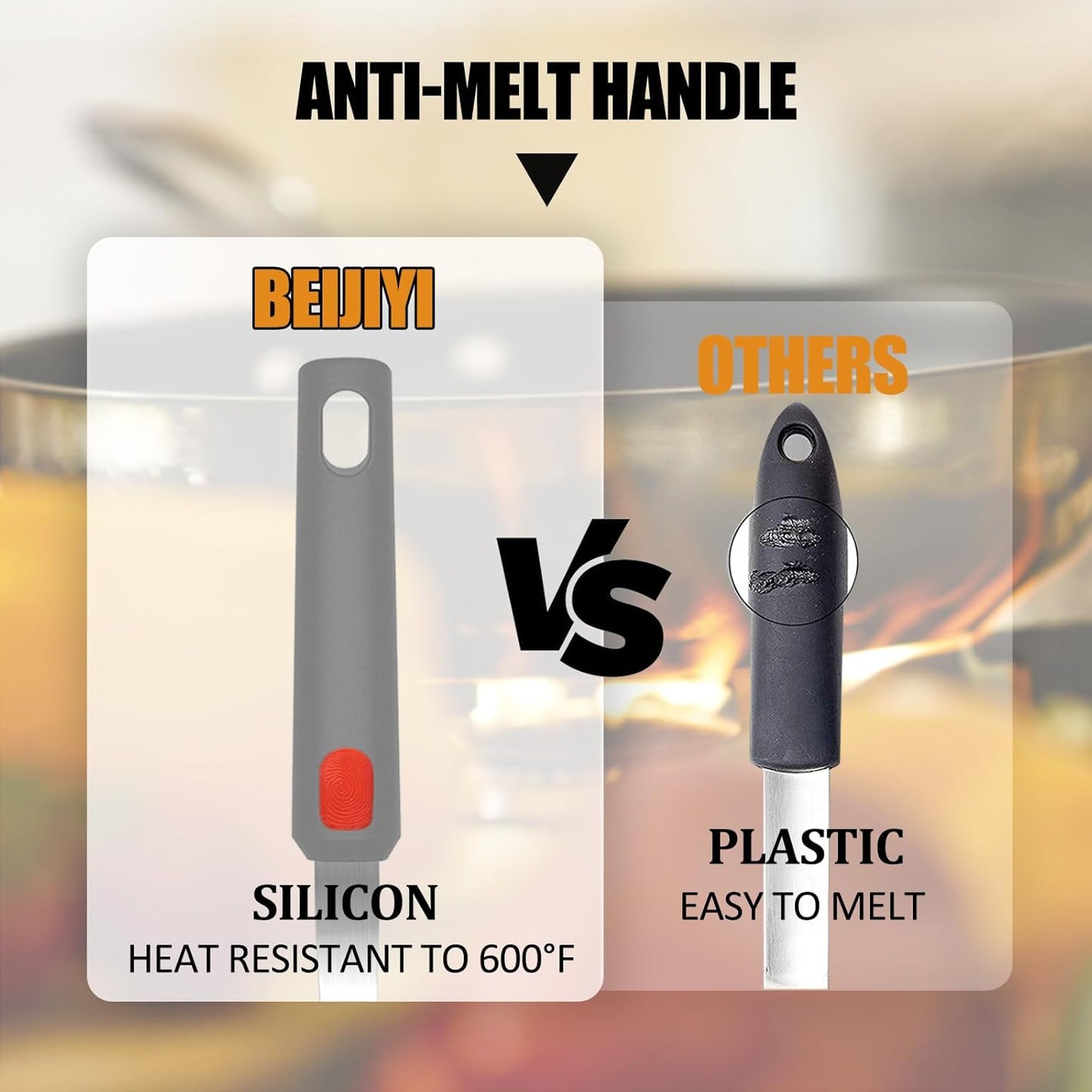 Beijiyi Silicone Spatula Turner Set of 3, 600°F Heat Resistant Nonstick Turner Spatulas for Kitchen Use, Large Flexible Silicone Cooking Utensils Rubber Spatula Set for Egg, Pancake, Fish (Gray)